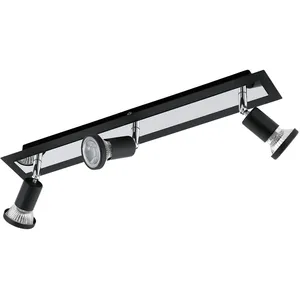 Comparateur de prix : Eglo Sarria Spot Acier Plafonnier 4 Spots 20 W Noir Chrome