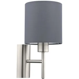 Comparateur de prix : EGLO Applique en textile PASTERI 1 ampoule nickel satiné abat jour gris