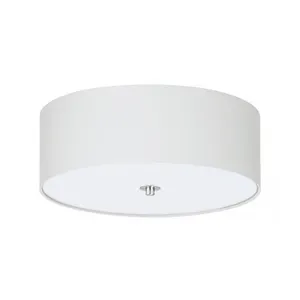 EGLO Plafonnier en textile PASTERI 3 ampoules nickel satiné abat jour blanc pas cher