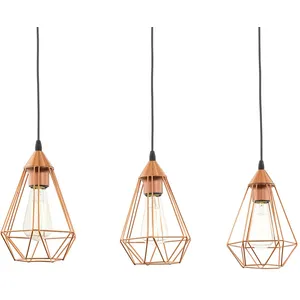 Comparateur de prix : EGLO TARBES - Suspension 3 Lumières Métal Noir/Cuivre L79cm
