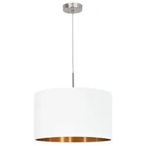 Lampe pendante ø 38 cm Eglo Blanc et nickel mat avec fil 1xE27/60W/220... pas cher