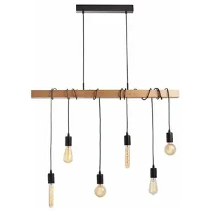 Comparateur de prix : Suspension, industriel métal hètre Eglo Townshend L.100 cm, 6 lumière(s)