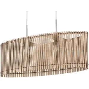 Comparateur de prix : EGLO Suspension SENDERO 2 ampoules nickel satiné abat jour érable