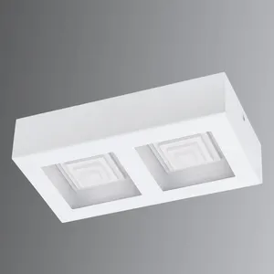 Eglo Applique Murale/Plafonnier en Acier 6,3 W à 2 Flammes Blanc pas cher
