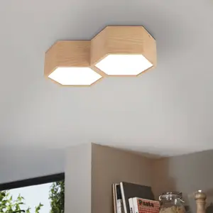 EGLO Plafonnier Mirlas en bois, à 2 lampes pas cher