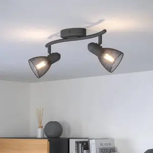 Comparateur de prix : EGLO Spot pour plafond Corvigno, longueur 36,5 cm, noir, à 2 lampes.