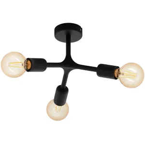 Eglo Plafonnier Bocadella 1 En Noir, À 3 Lampes