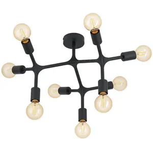 Comparateur de prix : EGLO Plafonnier Bocadella 1 en noir, à 9 lampes