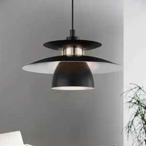 Comparateur de prix : Eglo Brenda Suspension 1 Ampoule Nickel Mat Noir Culot E27 Matériau : Acier Ø 32 cm