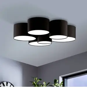 Comparateur de prix : EGLO Plafonnier Pastore 2, Ø 99 cm, noir, à 6 lampes, tissu