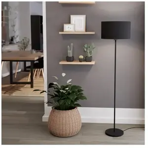 Comparateur de prix : EGLO Lampe sur pied Maserlo, noir, hauteur 151 cm, tissu/acier