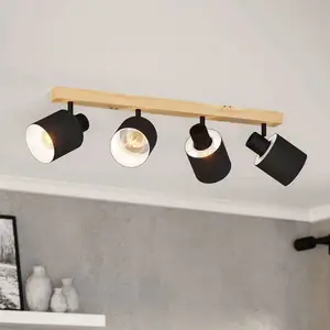 EGLO Luminaire plafonnier Batallas avec 4 spots orientables en Noir et...Vendu paramazon