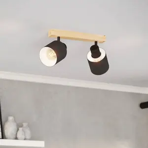 Comparateur de prix : Réglette spot 2 lumières E27 10W Eglo Batallas noir L.30 x L.5 cm