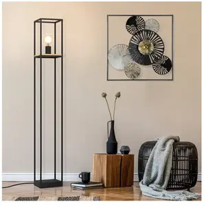Comparateur de prix : EGLO Lampe sur pied Libertad, hauteur 128,5 cm, noir/bois, acier