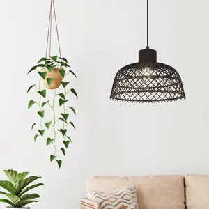 EGLO Suspension Ausnby en bois, noire pas cher