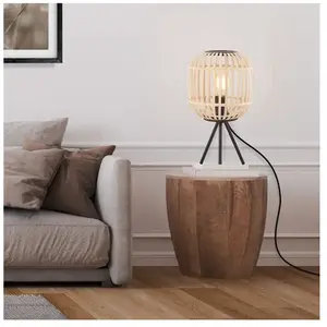 Comparateur de prix : EGLO Lampe à poser Bordesley avec abat-jour en bois