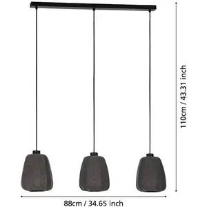 Comparateur de prix : EGLO Suspension Barlaston, abat-jour tissu à 3 lampes