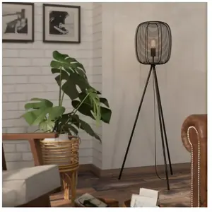Comparateur de prix : EGLO Lampe sur pied Rinroe, hauteur 140,5 cm, noir, acier
