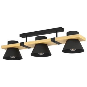 Comparateur de prix : EGLO Plafonnier Maccles en noir avec bois, à 3 lampes