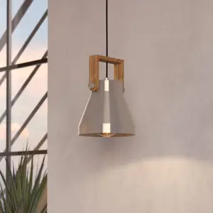 EGLO Suspension Cawton, Ø 16 cm, acier/brun, acier/boisVendu parluminaire