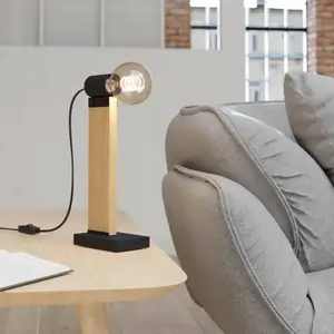 Comparateur de prix : EGLO Lampe à poser H.33 cm BAILRIGG Noire et naturel