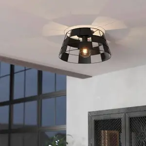 Comparateur de prix : EGLO Plafonnier métal noir pontefract e27 1x40w