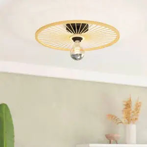 Comparateur de prix : EGLO Leominster plafonnier abat-jour rond en bois