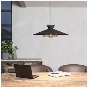 Comparateur de prix : EGLO Suspension Grizedale à 1 lampe, noire/laiton
