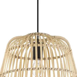 Comparateur de prix : EGLO Suspension Glyneath abat-jour bambou, Ø 37,5 cm