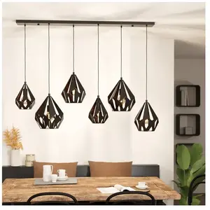 Comparateur de prix : EGLO Suspension Carlton 1, à 6 lampes, noire/cuivrée
