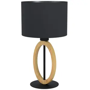 Comparateur de prix : EGLO Lampe à poser H.42,5 cm BASILDON Noire et naturel