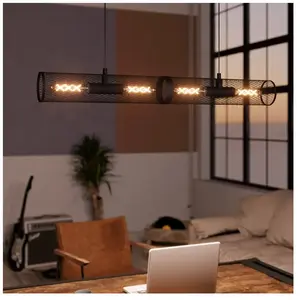 Comparateur de prix : Suspension Redcliff E27 40W IP20 acier noir Eglo L.108 x l.12,5 cm