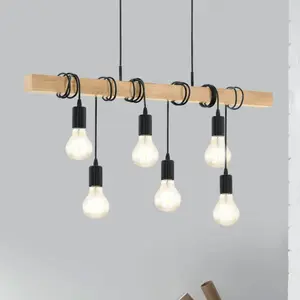 EGLO Suspension Townshend avec du bois 6 lampesVendu parluminaire