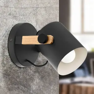 Comparateur de prix : EGLO Applique murale Hornwood avec détail bois, noire