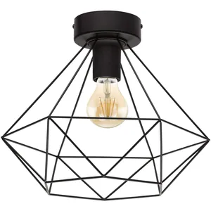 Comparateur de prix : EGLO Plafonnier cage Tarbes à 1 lampe Ø 32,5 cm noir