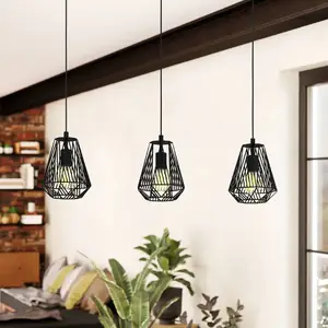 Comparateur de prix : EGLO Suspension Stype, noir, longueur 96 cm, acier, 3 lampes