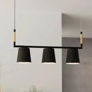 EGLO Suspension Lacey, longueur 78 cm, noir, 3 lampes, acier pas cher
