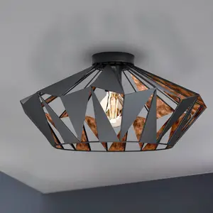 Comparateur de prix : EGLO Plafonnier Carlton, Ø 47 cm, noir/cuivré