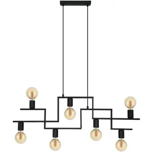 Comparateur de prix : Eglo Fembard Plafonnier Suspendu À 7 Lampes, Barre Droite, Noir