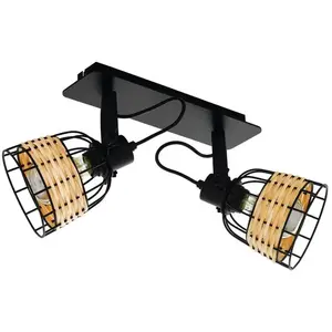 Comparateur de prix : EGLO Spot pour plafond Anwick 1 acier/rotin, à 2 lampes