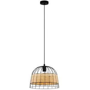 Comparateur de prix : EGLO Suspension Anwick en acier/rotin, Ø 37 cm