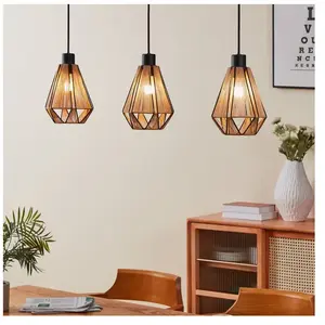 Comparateur de prix : EGLO Suspension Adwickle, 3 abat-jour en fil naturel