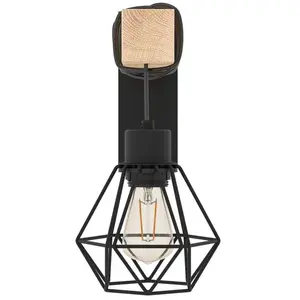 Comparateur de prix : EGLO Applique murale Townshend, largeur 14 cm, noir/chêne
