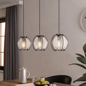 Comparateur de prix : EGLO Suspension Waverton, noir/blanc, longueur 92 cm, acier/tissu