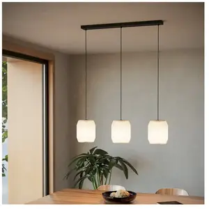 EGLO Suspension Belgrave, longueur 88 cm, noir/blanc, 3 lampesVendu paramazon