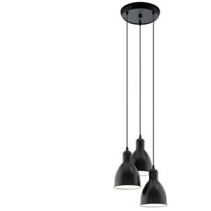 Comparateur de prix : EGLO Priddy Plafonnier Suspendu À 3 Lampes Cluster Noir, Blanc