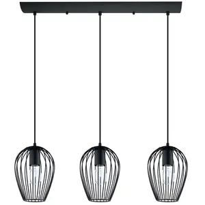 EGLO Newtown Plafonnier Suspendu À 3 Lampes, Barre Droite, Noir pas cher