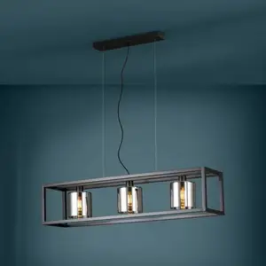 EGLO Brisling suspension, à trois lampes, noire pas cher