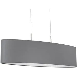 Comparateur de prix : EGLO Suspension en tissu PASTERI 2 ampoules nickel satiné abat jour gris