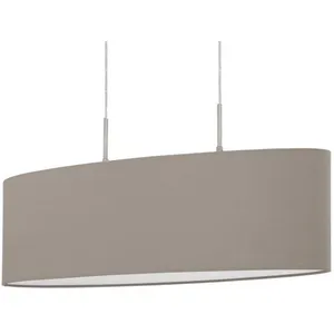EGLO Suspension en textile PASTERI 2 ampoules nickel satiné abat jour taupeVendu parkaufland